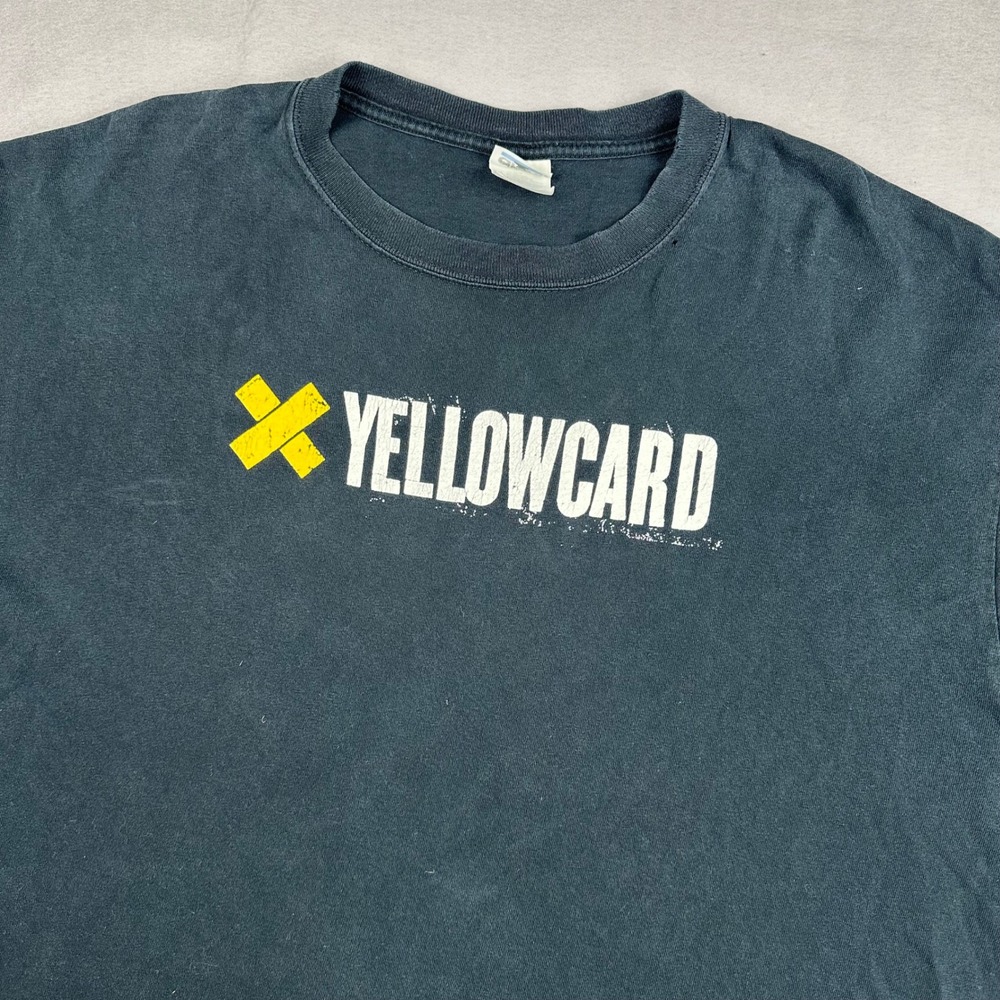 Yellowcard Band T-Shirt 2000s Y2K Mens XL Black Vintage Anvil Blue Bar Pop Punk